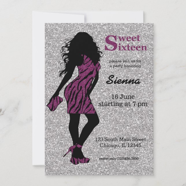 Glamourous Woman Sweet 16 Invitation (Front)