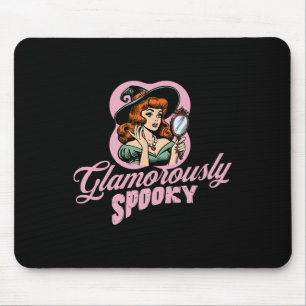Glamourously Spooky Vintage Witch Retro Halloween Mouse Pad