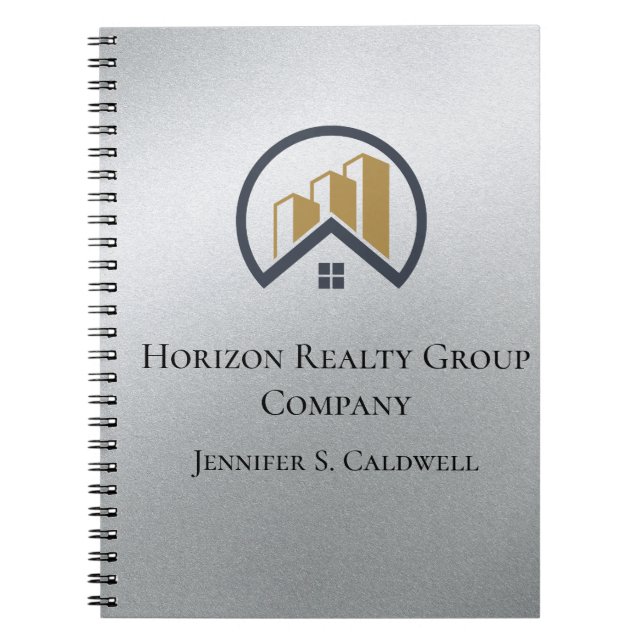 Glamour's Silver | Black and White Real Estate Notebook (Front)