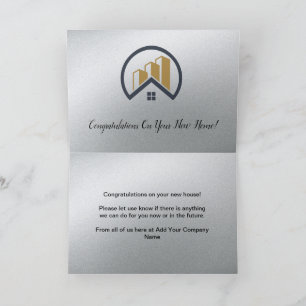 Glamour's Silver   Black and White Real Estate Thank You Card