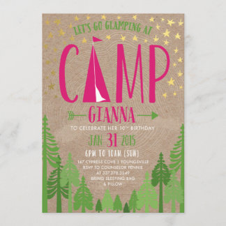 Glamping Birthday Party Invitation for Pennie