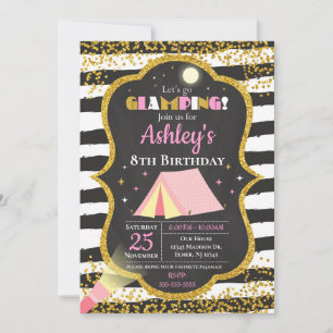 Glamping Birthday Party Invitation / Girls Camping