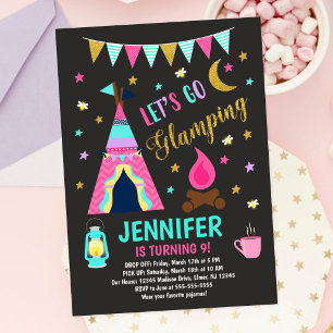 Glamping Birthday Party Invitation / Girls Camping