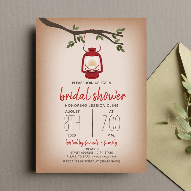 Glamping Bridal Shower - Red Lantern Invitation (Creator Uploaded)