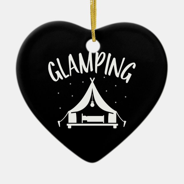 Glamping camping tent ceramic tree decoration (Front)