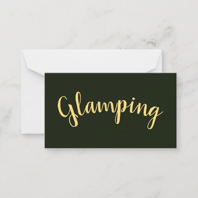 GLAMPING Fun Text On Forest Green Background Card (Front)