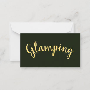 GLAMPING Fun Text On Forest Green Background Card