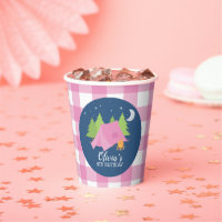 Glamping Girl Camping Birthday party pink plaid Pa