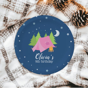 Glamping Girl Camping Birthday Party Plates