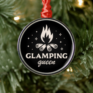 Glamping girl camping funny black aesthetic metal tree decoration
