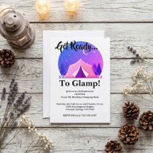 Glamping Girls Camping Birthday Party Invitation