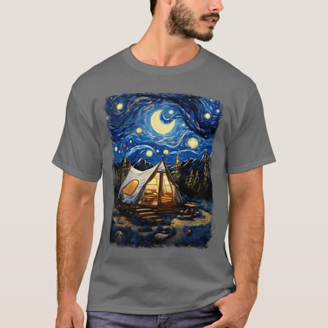 Glamping Glamper Camping Camper Starry Night Paint T-Shirt (Front)