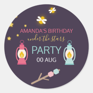 Glamping Party customised Classic Round Sticker