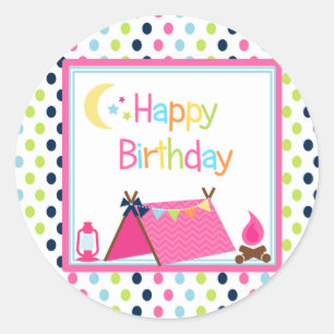 Glamping party stickers