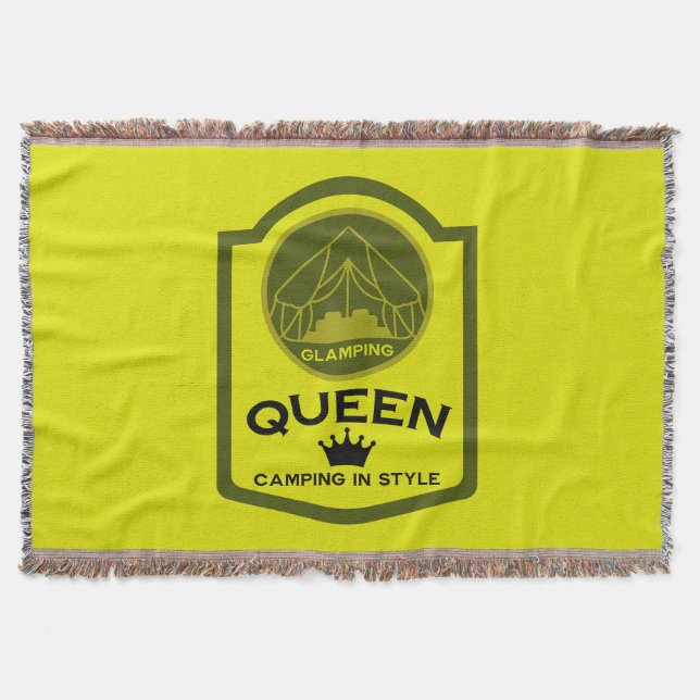 Glamping Queen Camping In Style Throw Blanket (Front)