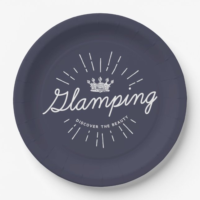 Glamping Queen Dark Colour Paper Plate (Front)