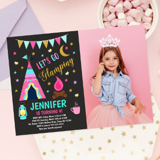 Glamping Sleepover Birthday Party Invitation