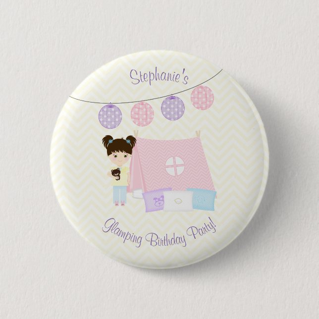 Glamping Sleepover Party 6 Cm Round Badge (Front)