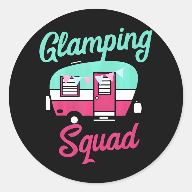 Glamping Squad Cute Popup Camper Glamping Classic Round Sticker (Front)