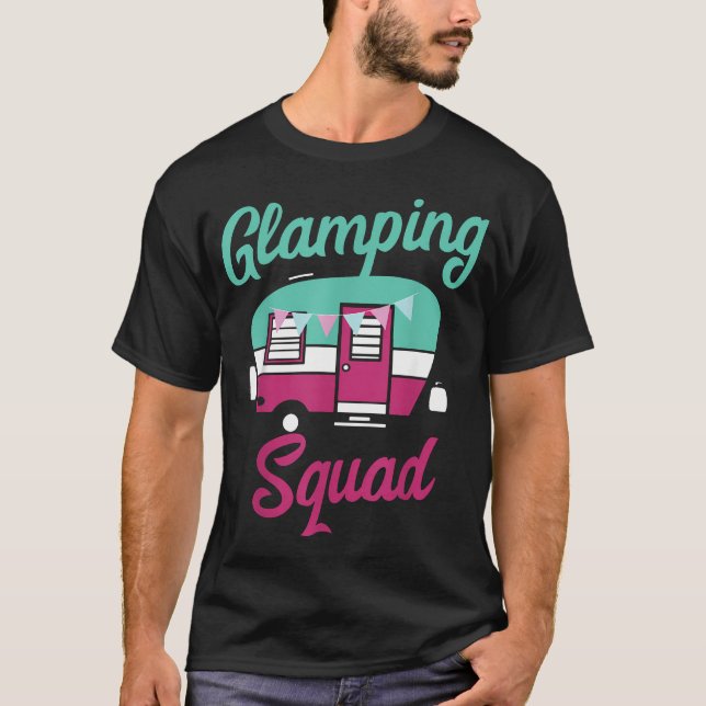 Glamping Squad Cute Popup Camper T-Shirt (Front)