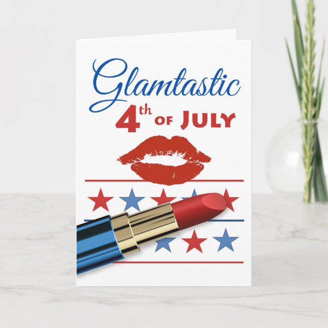 Glamtastic Fourth of July Red Lipstick Card (Front)