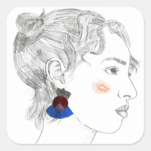 Glance Sketch - Portrait Square Sticker