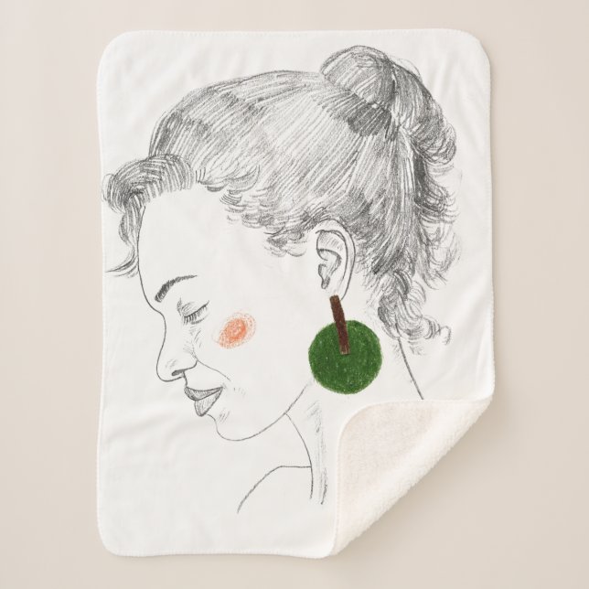 Glance Sketch Sherpa Blanket (Front)