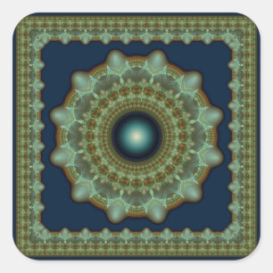 Glaring framed fractal decoration square sticker