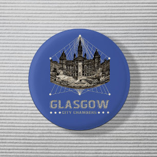 Glasgow City Chambers Two-Tone Coffee Mug Keychain 3 Cm Round Badge