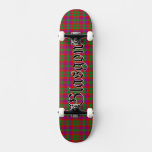 Glasgow City Tartan Plaid Purple Red Skateboard