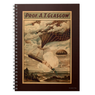 Glasgow Hot Air Balloon Circus Theatre Poster Spiral Notebook