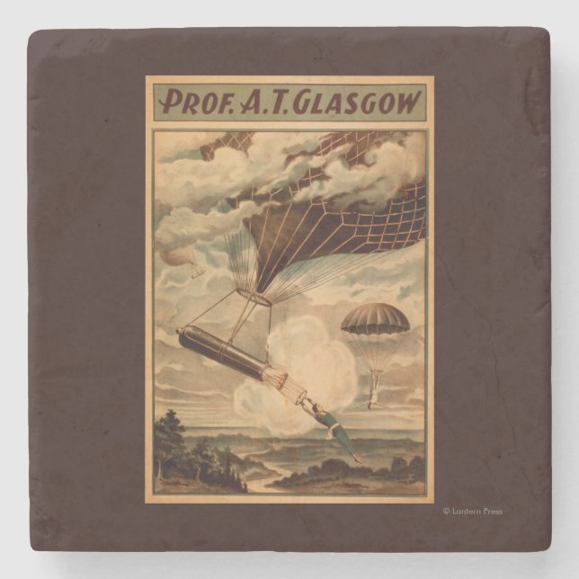 Glasgow Hot Air Balloon Circus Theatre Poster Stone Coaster (Front)