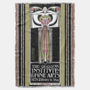 Glasgow Institute of Fine Arts Poster Throw Blanket