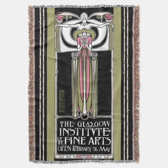Glasgow Institute of Fine Arts Poster Throw Blanket (Front Vertical)
