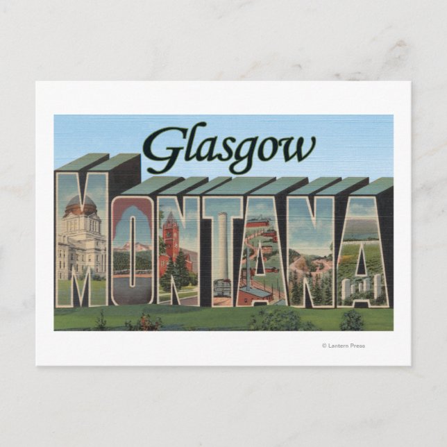 Glasgow, Montana - Large Letter Scenes Postcard (Front)