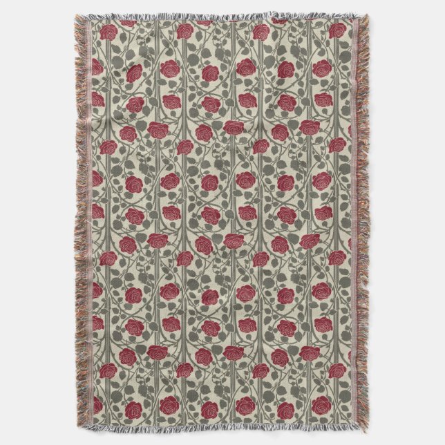 Glasgow Rose - Art Nouveau Throw Blanket (Front Vertical)