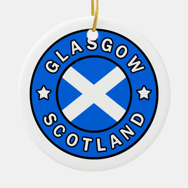 Glasgow Scotland Ceramic Tree Decoration (Front)