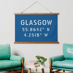 Glasgow Scotland Latitude & Longitude  Hanging Tapestry
