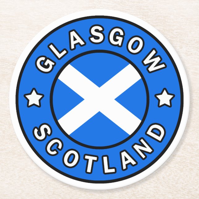 Glasgow Scotland Round Paper Coaster (Front)