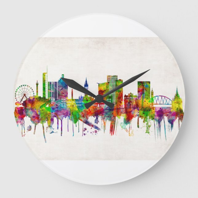 Glasgow Scotland Skyline Large Clock (Front)