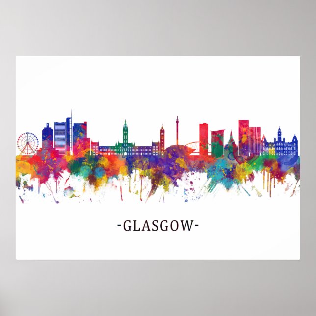 Glasgow Scotland Skyline Poster (Front)