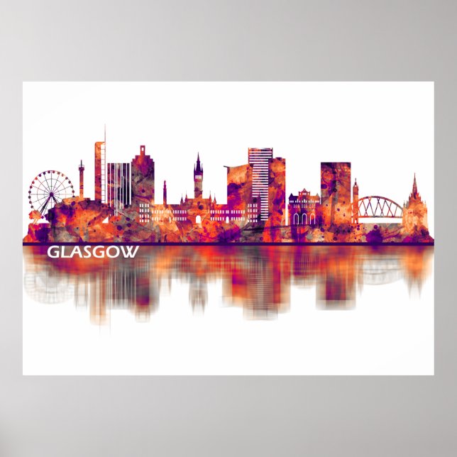 Glasgow Scotland Skyline Poster (Front)