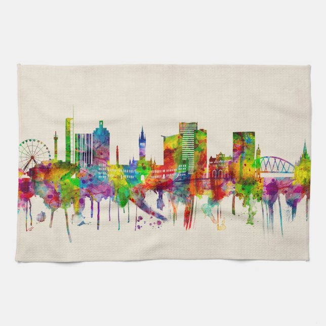 Glasgow Scotland Skyline Tea Towel (Horizontal)