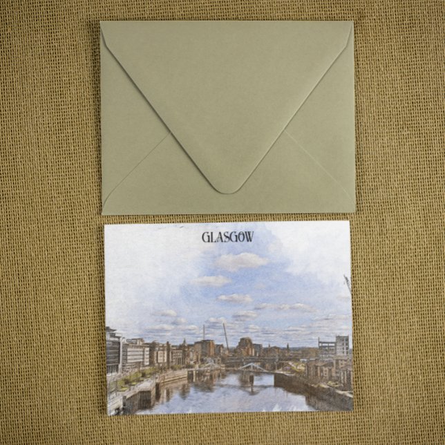 Glasgow Scotland UK Cityscape View Postcard (glasgow uk scotland postcard)