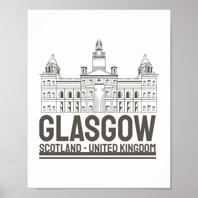 Glasgow Scotland Vintage Architecture TravelDesign Poster (Front)
