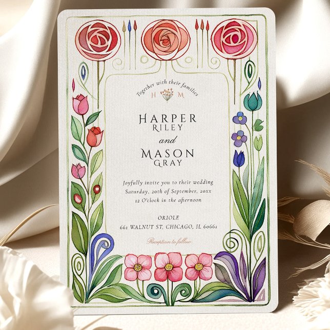 Glasgow Style Watercolor Wedding Invitation (Creator Uploaded)