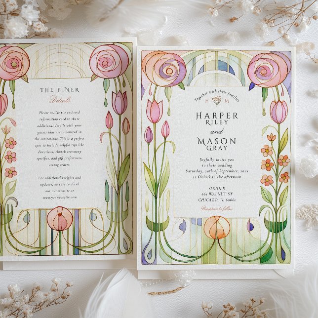 Glasgow Style Watercolor Wedding Invitation (Creator Uploaded)