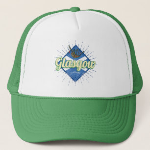 Glasgow UK City Scotland Retro Bagpipes Vintage Trucker Hat