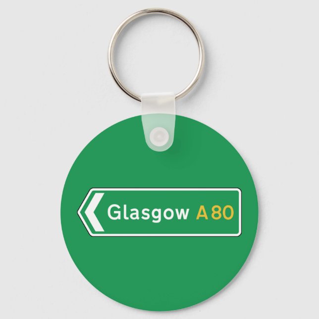 Glasgow, UK Road Sign Key Ring (Front)