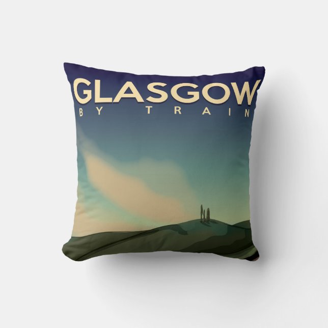 Glasgow vintage train poster cushion (Front)
